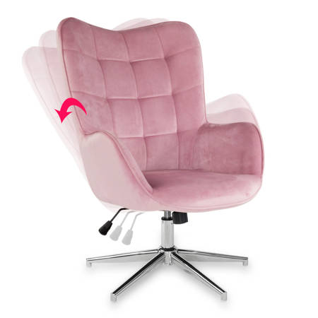Fotel uszak obrotowy na metalowej chromowanej nodze skandynawski nowoczesny różowy FO400P