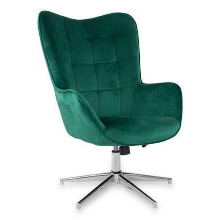 Fotel uszak obrotowy na metalowej chromowanej nodze skandynawski nowoczesny zielony FO400GR