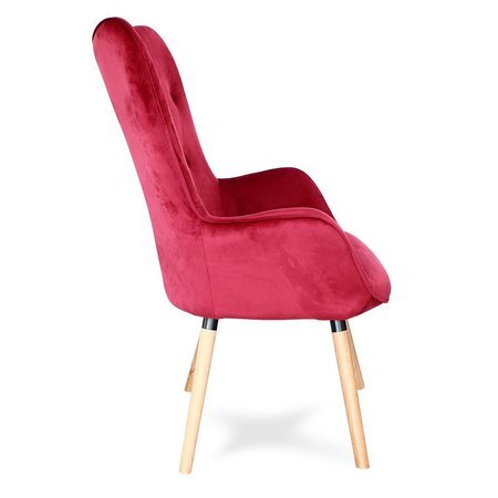Fotel uszak skandynawski na drewnianych bukowych nogach wypoczynkowy do salonu ciemny różowy F907DP