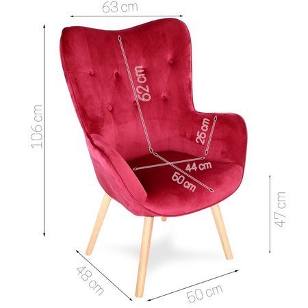 Fotel uszak skandynawski na drewnianych bukowych nogach wypoczynkowy do salonu ciemny różowy F907DP