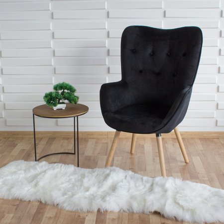 Fotel uszak skandynawski na drewnianych bukowych nogach wypoczynkowy do salonu czarny F907B