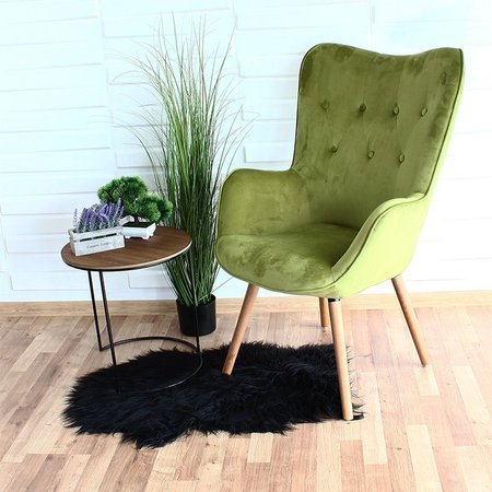 Fotel uszak skandynawski na drewnianych bukowych nogach wypoczynkowy do salonu jasno zielony F907LGR