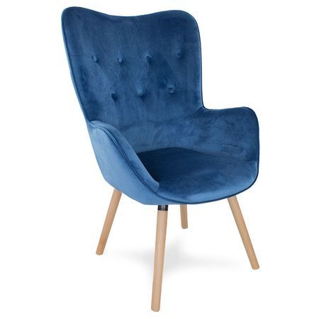 Fotel uszak skandynawski na drewnianych bukowych nogach wypoczynkowy do salonu niebieski F907BL-II