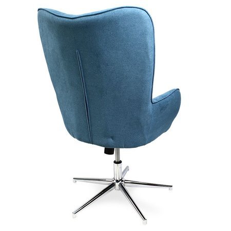 Fotel uszak tapicerowany obrotowy na chromowanej nodze skandynawski niebieski FO900BL