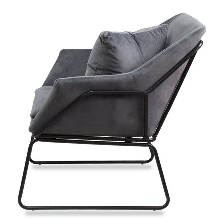 Fotel wypoczynkowy industrialny komfortowy loft do salonu welur F507G szary