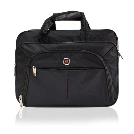Funkcjonalna torba na laptopa biznesowa czarna ze wzmocnioną przegrodą 16' poliester UC824007