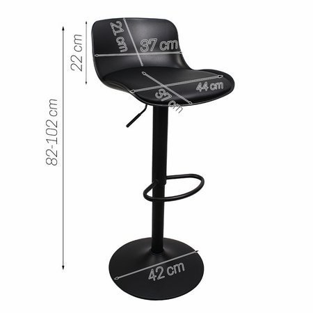 Hoker krzesło barowe obrotowe regulowane czarne z czarną poduszką z ekoskóry 791 