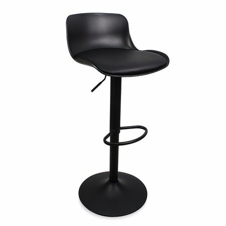Hoker krzesło barowe obrotowe regulowane czarne z czarną poduszką z ekoskóry 791 
