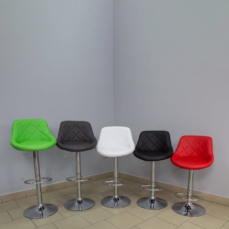 Hoker krzesło barowe obrotowe regulowane ekoskóra pikowane z oparciem 741 czerwony
