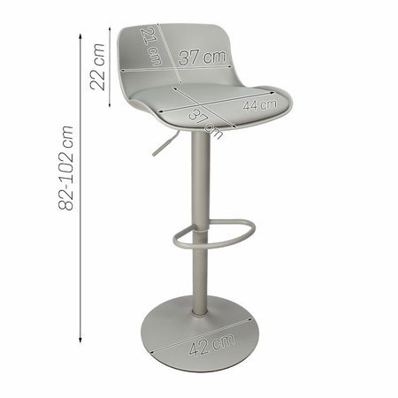 Hoker krzesło barowe obrotowe regulowane szary z szarą poduszką z ekoskóry 791 