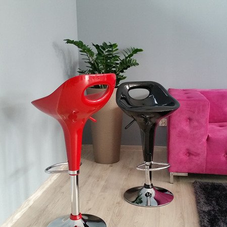 Hoker krzesło obrotowe chromowane z regulacją i podnóżkiem czerwony HILE-720R