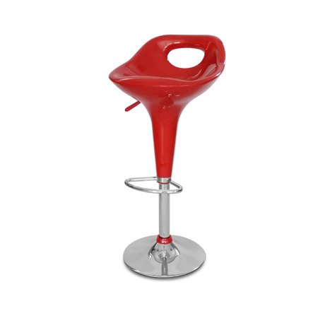 Hoker krzesło obrotowe chromowane z regulacją i podnóżkiem czerwony HILE-720R