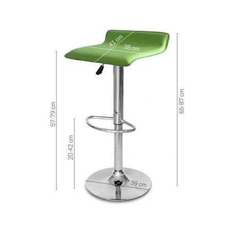 Hoker krzesło obrotowe chromowane z regulacją i podnóżkiem zielony 707 GR AL