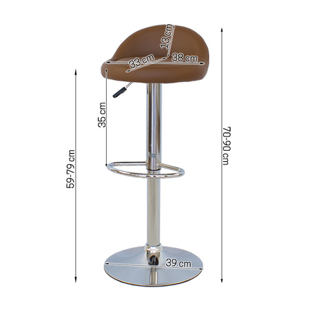 Hoker, krzesło obrotowe chromowane z regulacją wysokości i podnóżkiem, brązowe 780BR