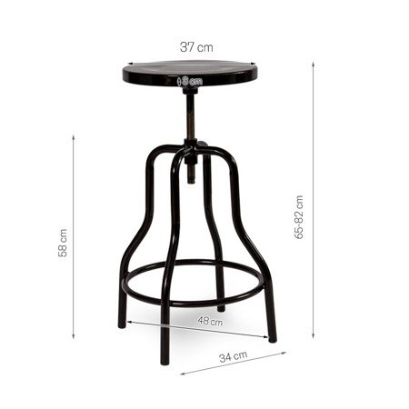 Hoker obrotowy metalowy śrubowy krzesło na śrubie designerskie do baru czarny 758B AL