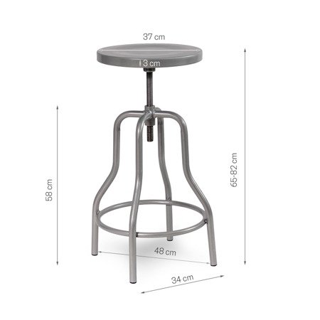 Hoker obrotowy metalowy śrubowy krzesło na śrubie designerskie do baru szary 758S AL