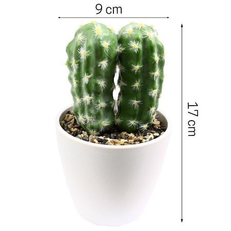 Kaktus sztuczna roślina kwiat w białej doniczce do salonu industrialna zielony DFS010-1
