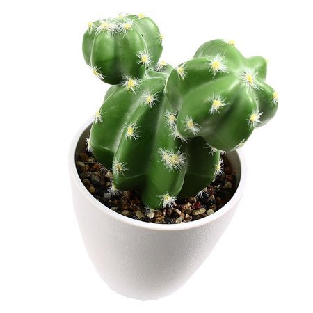 Kaktus sztuczna roślina kwiat w białej doniczce do salonu industrialna zielony DFS010-2