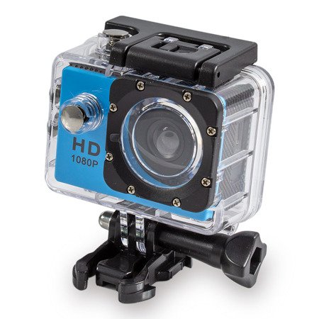 Kamera sportowa GO PRO z obudową wodoodporną z uchwytami FULL HD 1080p UC104425391-2 niebieska