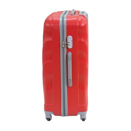 Komplet czerwonych walizek podróżnych na kółkach 20/24/28 UC03004-12 + czarna waga bagażowa gratis UC03008-01