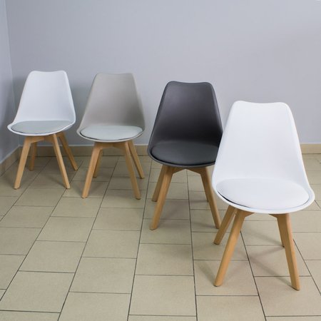 Komplet krzeseł krzesło na drewnianych bukowych nogach z białą poduszką nowoczesne białe Milano 007 GG