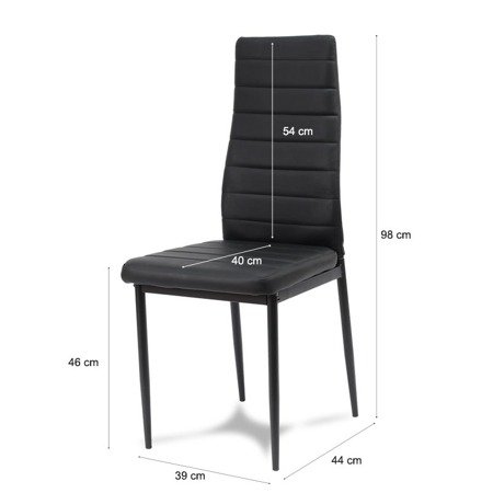 Komplet krzeseł ze skóry ekologicznej na metalowych czarnych nogach do salonu kuchni czarne 2 szt. HILE-704B GT