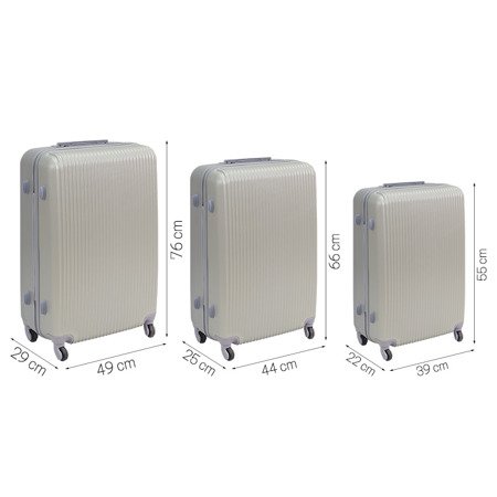 Komplet walizek podróżnych ABS srebrne 20/24/28 UC03006-02 + waga bagażowa gratis UC03008-01