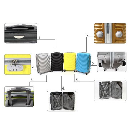 Komplet walizek podróżnych Mila z kółkami i uchwytem ABS-53 komplet 3 szt. 20/24/28 cali - jasno-szare z ABS-u WK53LG