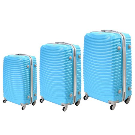 Komplet walizek podróżnych Mila z kółkami i uchwytem ABS-53 komplet 3 szt. 20/24/28 cali z ABS-u- zielono-niebieskie WK53GB