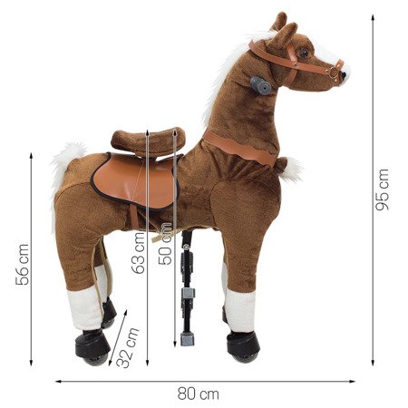 Koń mechaniczny zabawka dla dzieci na kółkach Pony Funny Cycle brązowy UC02002-02F