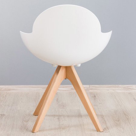Krzesło BALL CHAIR na drewnianych bukowych nogach nowoczesne do salonu biura stylowe białe 300