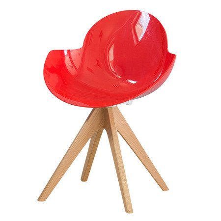 Krzesło BALL CHAIR na drewnianych bukowych nogach nowoczesne do salonu biura stylowe czerwone 300