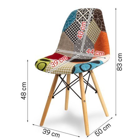 Krzesło Enzo patchwork na drewnianych nogach 222 WF YA-14-K