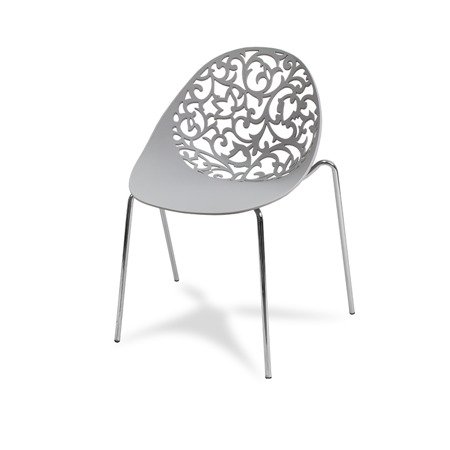 Krzesło ażurowe na metalowych chromowanych nogach na taras do ogrodu Floral szare 504GR BB