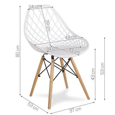 Krzesło ażurowe skandynawskie nowoczesne na drewnianych bukowych nogach stylowe białe YE-01