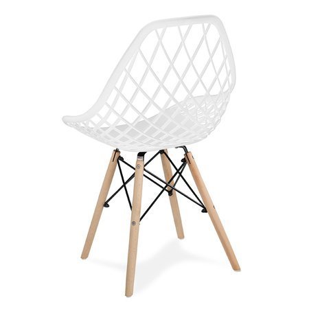 Krzesło ażurowe skandynawskie nowoczesne na drewnianych bukowych nogach stylowe białe YE-01