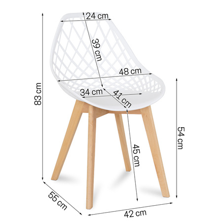 Krzesło ażurowe skandynawskie nowoczesne na drewnianych bukowych nogach stylowe białe YE-01 / typ 007