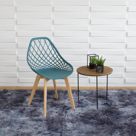 Krzesło ażurowe skandynawskie nowoczesne na drewnianych bukowych nogach stylowe ciemno turkusowe YE-06 / typ 007