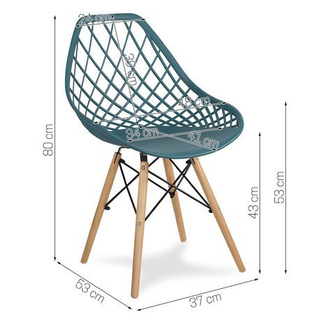 Krzesło ażurowe skandynawskie nowoczesne na drewnianych bukowych nogach stylowe ciemno turkusowe (zielone) YE-06