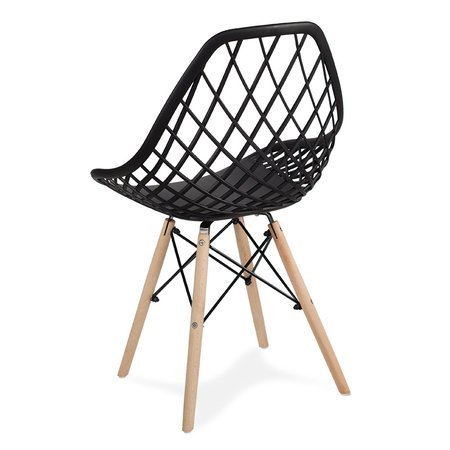 Krzesło ażurowe skandynawskie nowoczesne na drewnianych bukowych nogach stylowe czarne YE-02