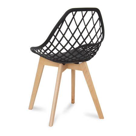 Krzesło ażurowe skandynawskie nowoczesne na drewnianych bukowych nogach stylowe czarne YE-02 / typ 007