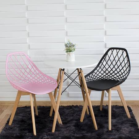 Krzesło ażurowe skandynawskie nowoczesne na drewnianych bukowych nogach stylowe czarne YE-02 / typ 007