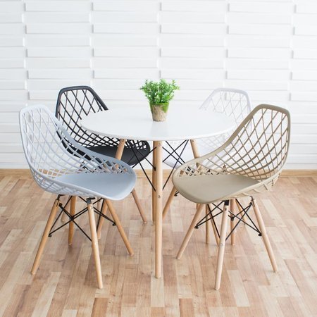 Krzesło ażurowe skandynawskie nowoczesne na drewnianych bukowych nogach stylowe jasno brązowe YE-20
