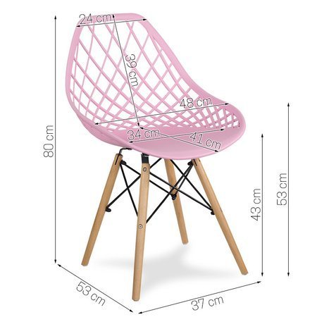 Krzesło ażurowe skandynawskie nowoczesne na drewnianych bukowych nogach stylowe różowe YE-08