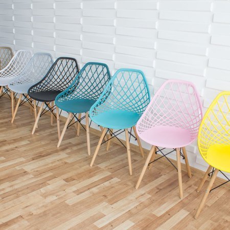 Krzesło ażurowe skandynawskie nowoczesne na drewnianych bukowych nogach stylowe różowe YE-08