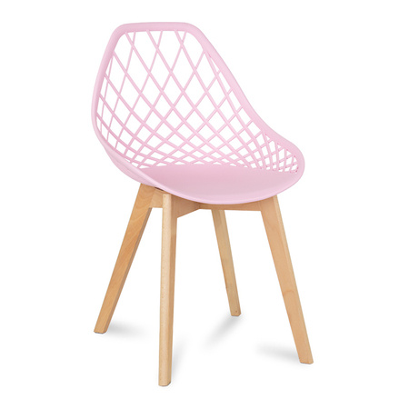 Krzesło ażurowe skandynawskie nowoczesne na drewnianych bukowych nogach stylowe różówe YE-08 / typ 007