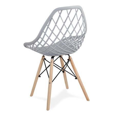Krzesło ażurowe skandynawskie nowoczesne na drewnianych bukowych nogach stylowe szare YE-05