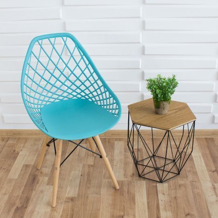 Krzesło ażurowe skandynawskie nowoczesne na drewnianych bukowych nogach stylowe turkusowe YE-25