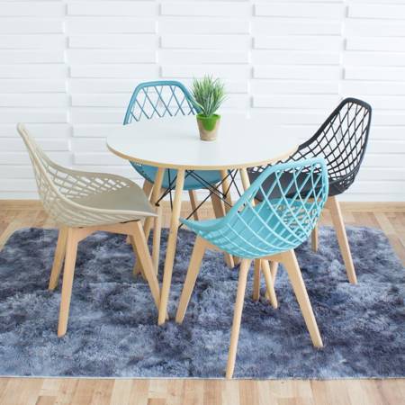 Krzesło ażurowe skandynawskie nowoczesne na drewnianych bukowych nogach stylowe turkusowe YE-25 / typ 007