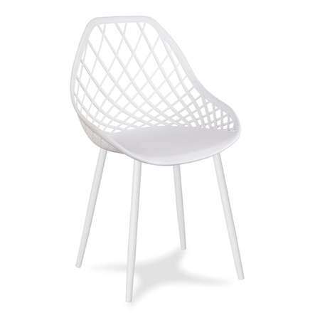 Krzesło ażurowe skandynawskie nowoczesne na metalowych białych nogach stylowe białe YE-01